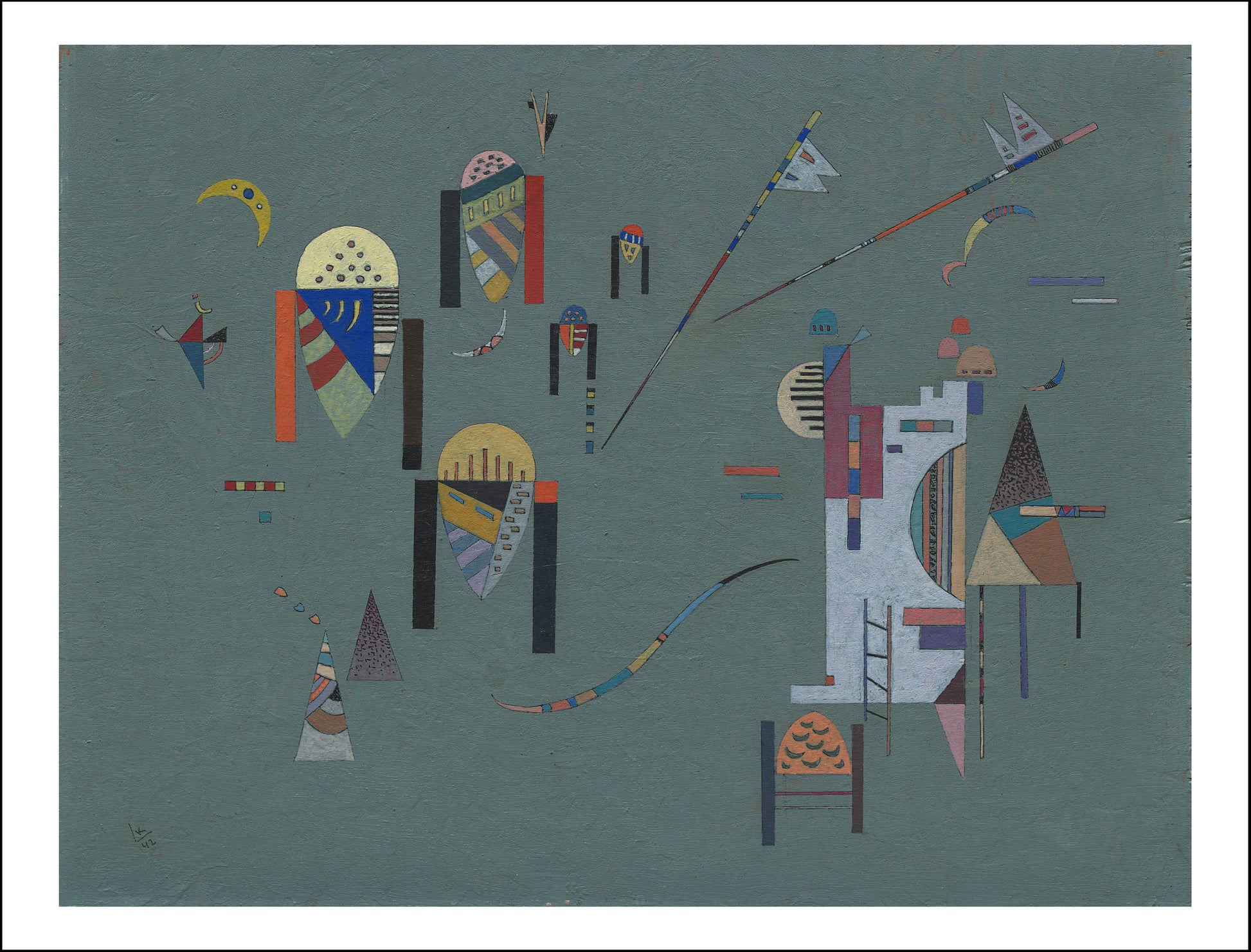 VERTICAL ACCENTS by Wassily Kandinsky, 12x8"(A4) Poster Print