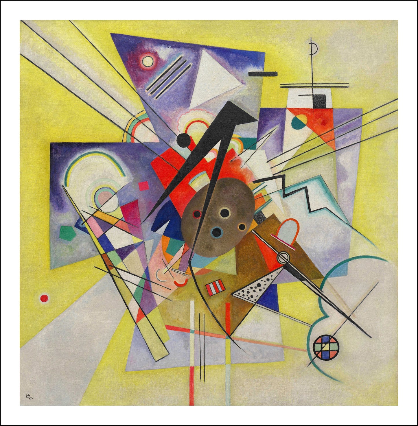 Yellow Accompaniment  1924 by Wassily Kandinsky, 12x8"(A4) Poster Print