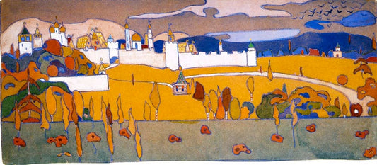 Walled City in Autumn Landscape- 1901 -1902 by Wassily Kandinsky, 12x8"(A4) Poster Print