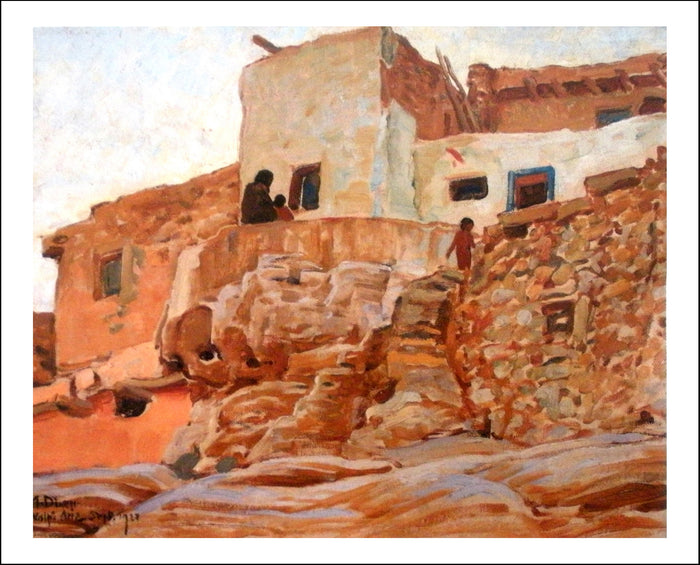 Walls of Walpi (1923) by Maynard Dixon, Classic American Western Art, 16x12