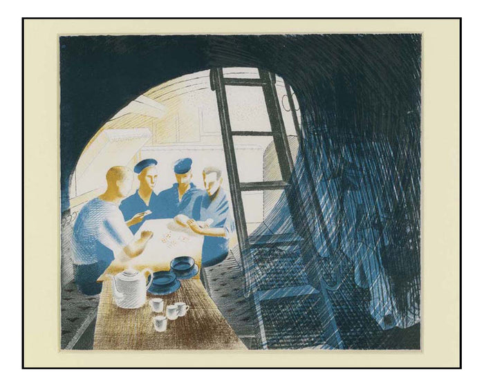 Sub Sailors Playing Cards HMS Dolphin 1941by Eric Ravilious, A4 size (8.27 × 11.69 inches) Poster