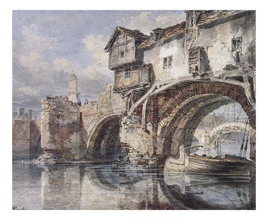 Welsh Bridge at Shrewsbury, 1794 by John Mallord William Turner RA, 12x8"(A4) Poster