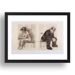 William Kentridge: Seated Couple, modernist artwork, A3 Size Reproduction Poster Print in 17x13" Black Frame