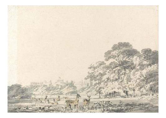 Windsor Castle and Park with Deer by John Mallord William Turner RA, 12x8"(A4) Poster
