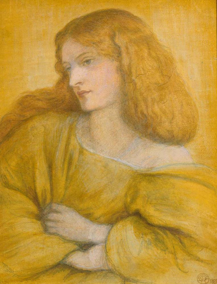 Woman in Yellow, 1863 by Dante Gabriel Rossetti, English Pre-Raphaelite Painter,16x12