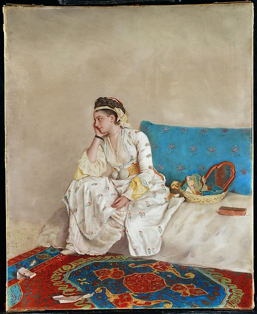 Jean Étienne Liotard:Woman in Turkish Dress Seated on a Sofa-16x12"(A3) Poster