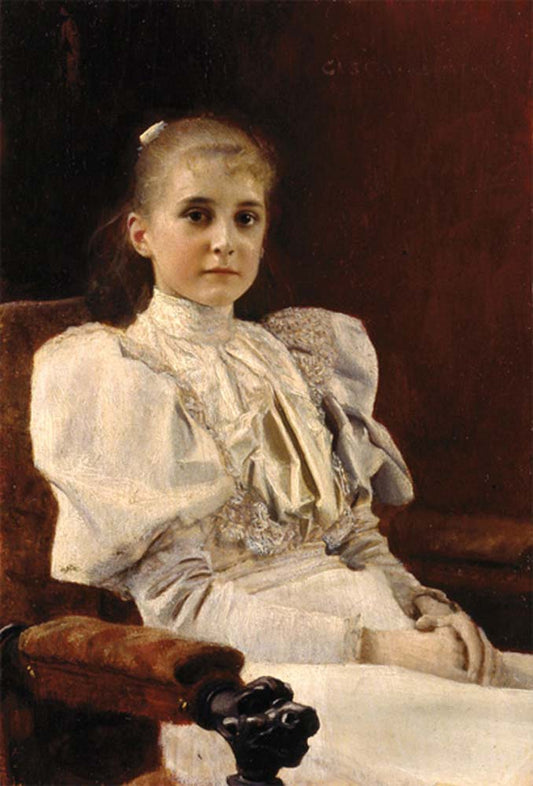 Young Girl Seated - Gustav Klimt - 1894, A4 Poster Print
