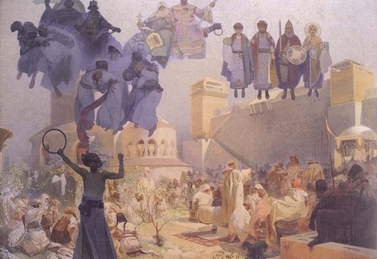 Zavedeni slovanske liturgie na velke morave vintage artwork by Alphonse Mucha, 16x12" (A3 size) poster print