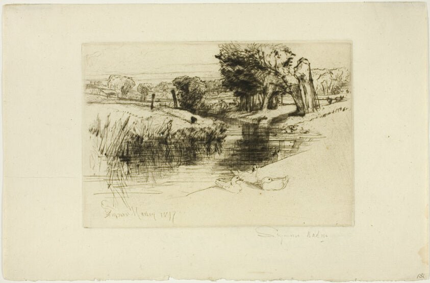 A Backwater by  Francis Seymour Haden,23x16"( A2 size ) Poster Print