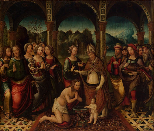 A Baptismal Ceremony, vintage artwork by Amico Aspertini, A3 (16x12") Poster Print