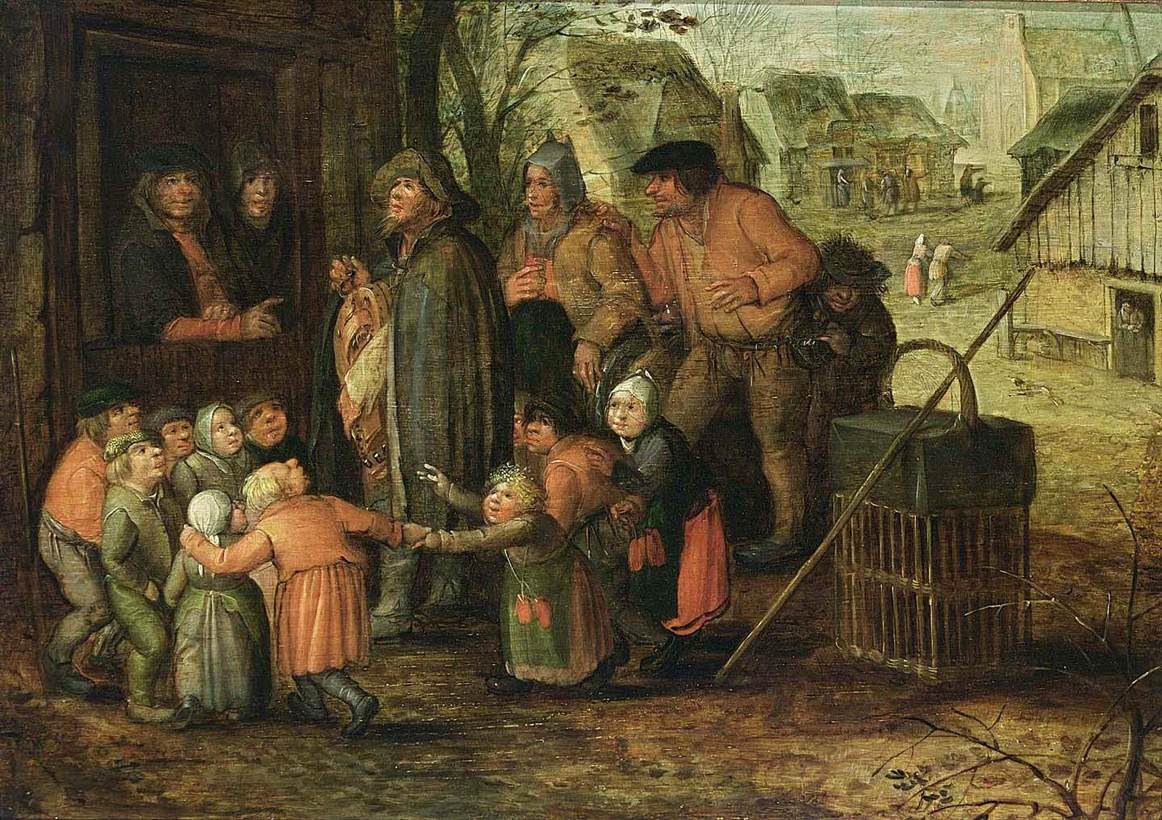 A Blind Hurdy-Gurdy Player, vintage artwork by David Vinckboons, A3 (16x12") Poster Print