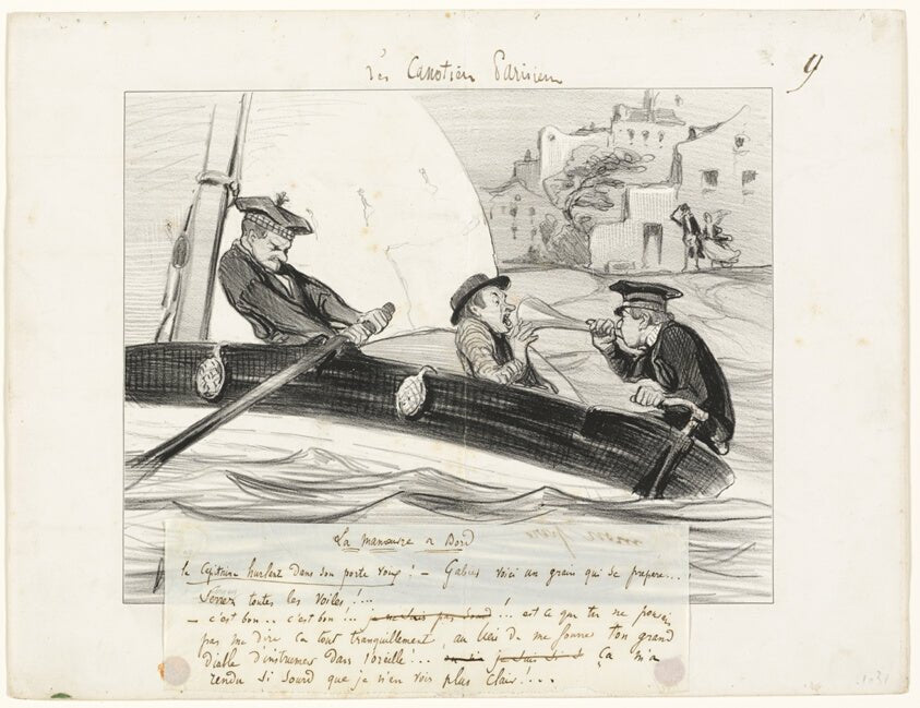 A Boat Maneuver, plate nine from Les Canotiers Parisiens by  Honore-Victorin Daumier,23x16"( A2 size ) Poster Print