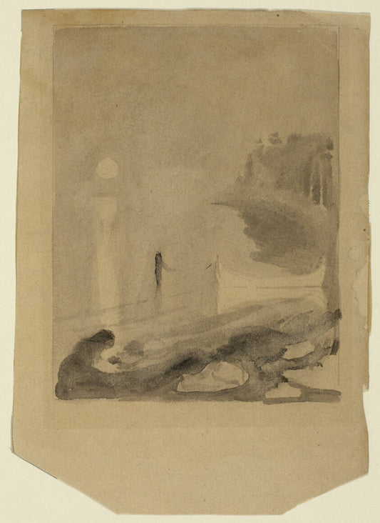 A Boat Tied to a Pier by  Edvard Munch,23x16"( A2 size ) Poster Print