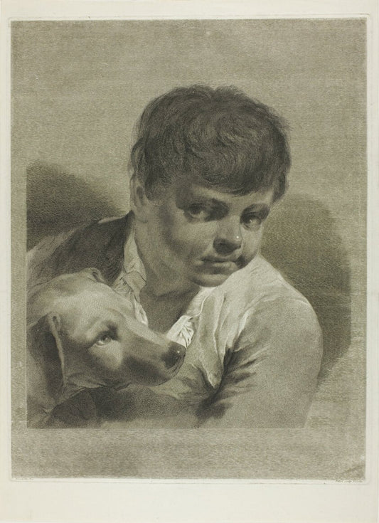 A Boy with a Dog by  Marco Alvise Pitteri (Italian, 1702-1786),23x16"( A2 size ) Poster Print
