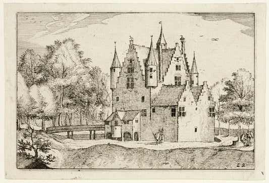 A Castle, plate 22 after Pictures of Farms, Country Houses and Rustic Villages (Praediorum villarum et rusticarum casularum icones) by  Claes Jansz. Visscher (Dutch, 1587-1652), 23x16"( A2 size) Poster Print