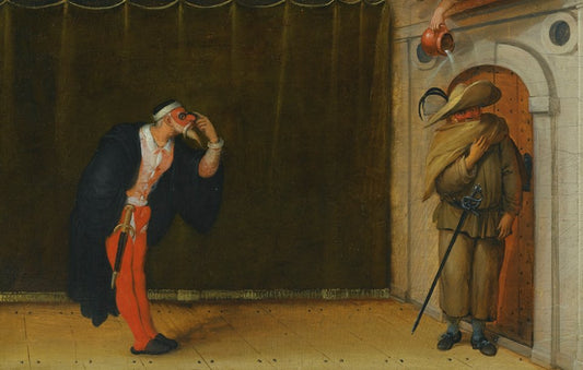 A Commedia dell'Arte Scene Depicting Pantalone and Brighella, vintage artwork by Sebastian Vrancx, A3 (16x12") Poster Print
