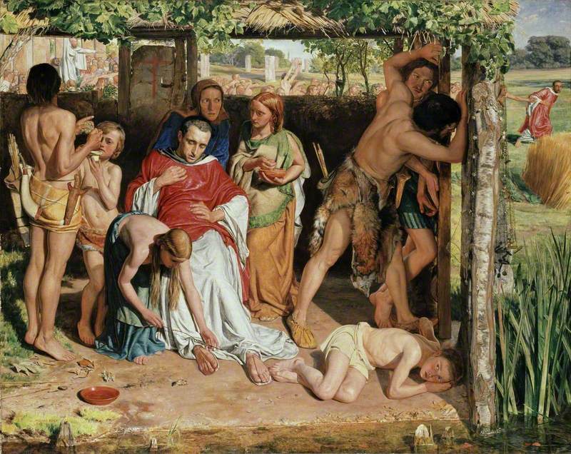A Converted British Family Sheltering a Christian Priest from the Persecution of the Druids by William Holman Hunt, vintage art, modern poster print
