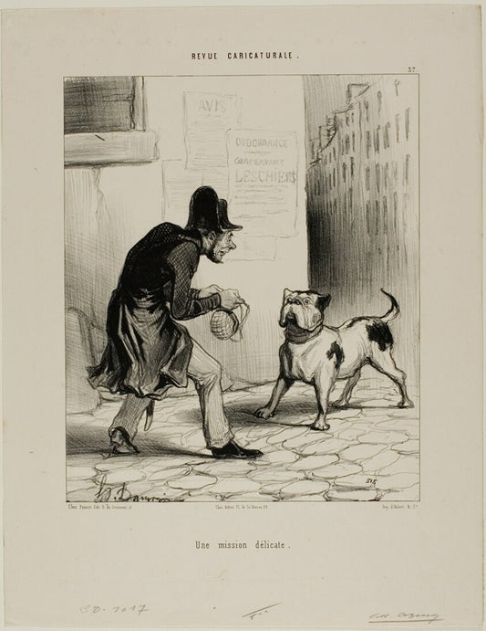 A Delicate Task, plate 37 from Revue Caricaturale by  Honore Victorin Daumier, 23x16"( A2 size ) Poster Print