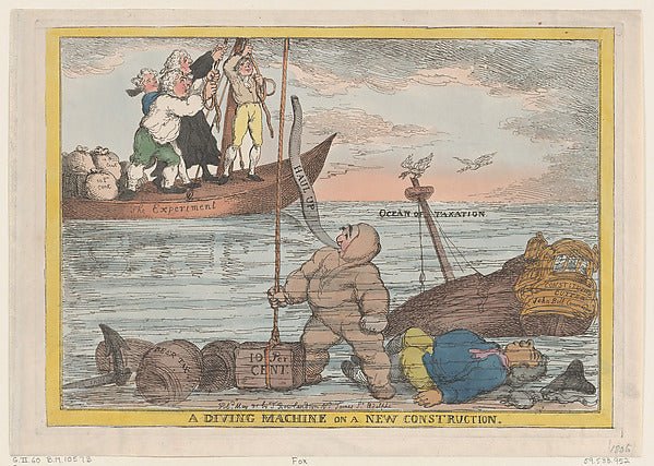 A Diving Machine on a New Construction May 31, 1806-Thomas Row, vintage art, A3 (16x12") Poster Print