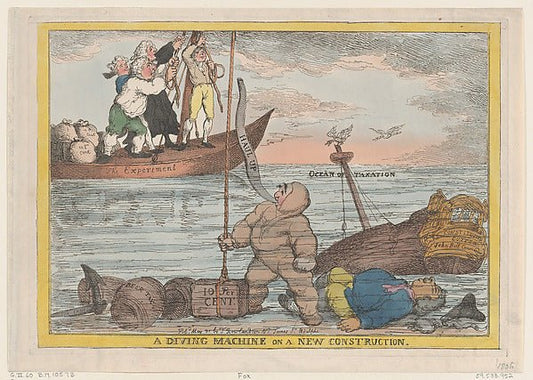 A Diving Machine on a New Construction May 31, 1806-Thomas Row, vintage art, A3 (16x12") Poster Print