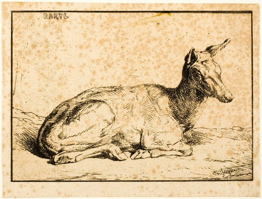 A Doe by  Charles emile Jacque (French, 1813-1894), 23x16"( A2 size ) Poster Print