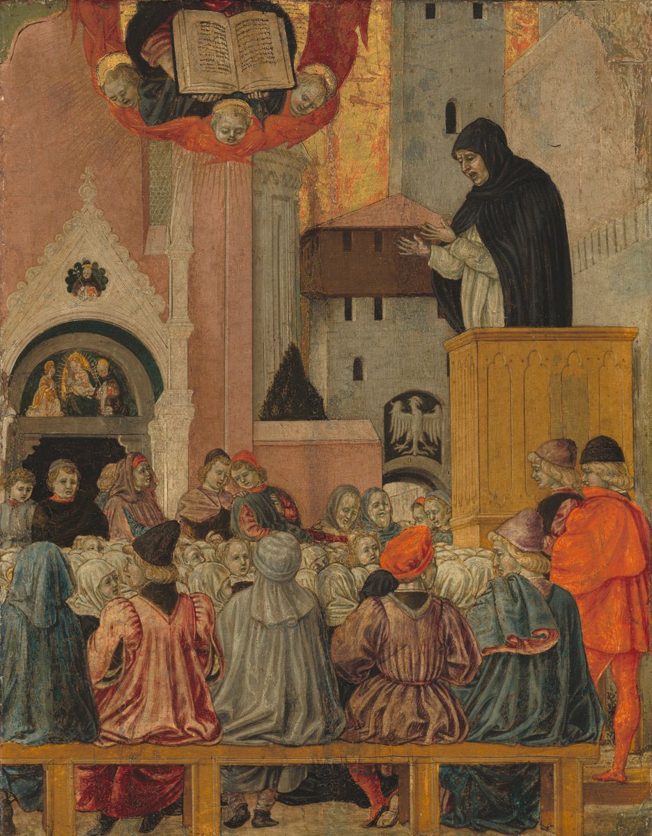 A Dominican Preaching, vintage artwork by Agnolo degli Erri, A3 (16x12") Poster Print