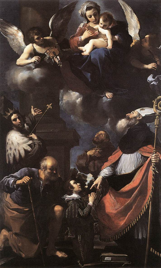 A Donor Presented to the Virgin, vintage artwork by Guercino, 12x8" (A4) Poster