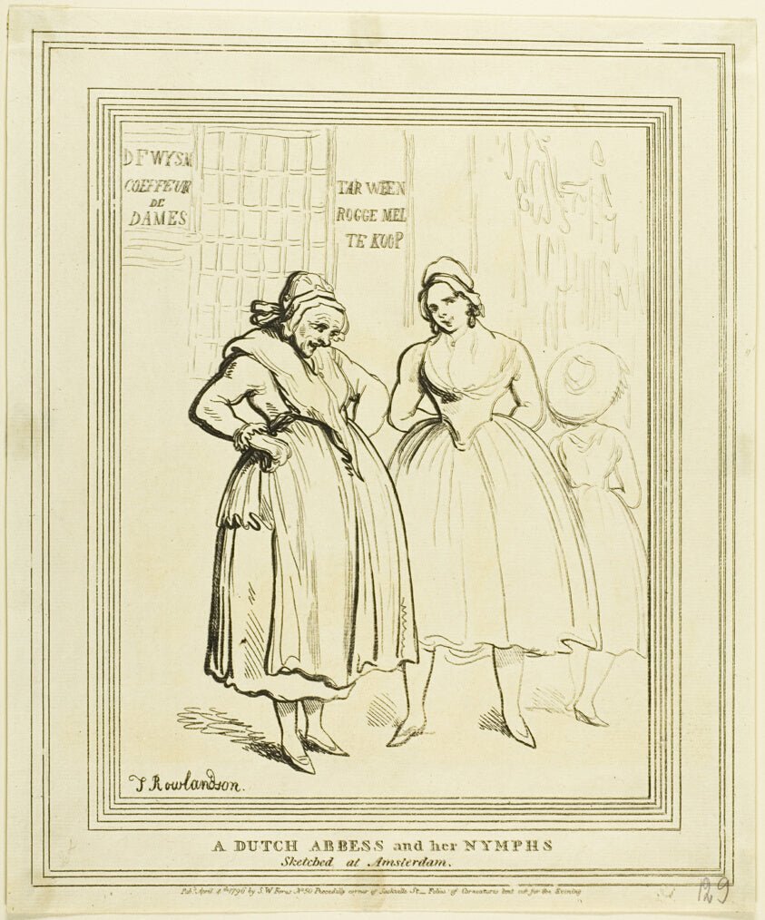 A Dutch Abbess and Her Nymphs Sketched at Amsterdam by  Thomas Rowlandson (English, 1756-1827), 23x16"( A2 size ) Poster Print