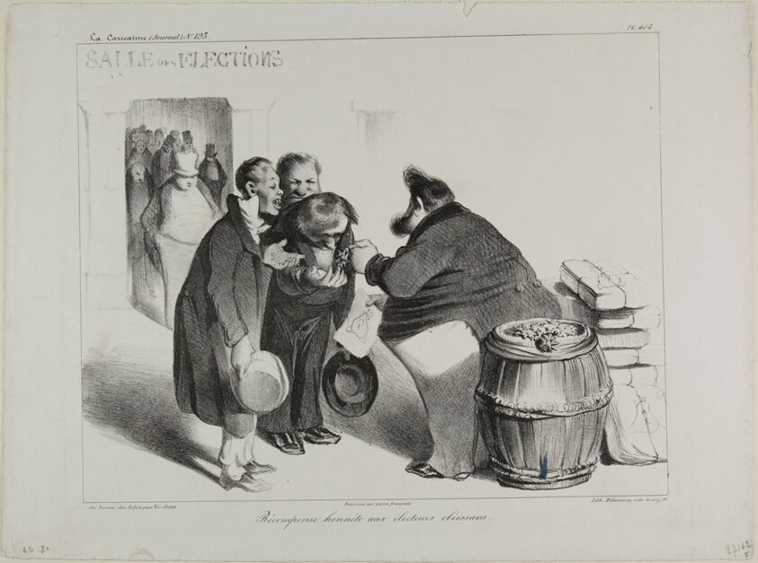 A Fair Reward to Dutiful Voters, plate 404 by  Honore Victorin Daumier, 23x16"( A2 size ) Poster Print