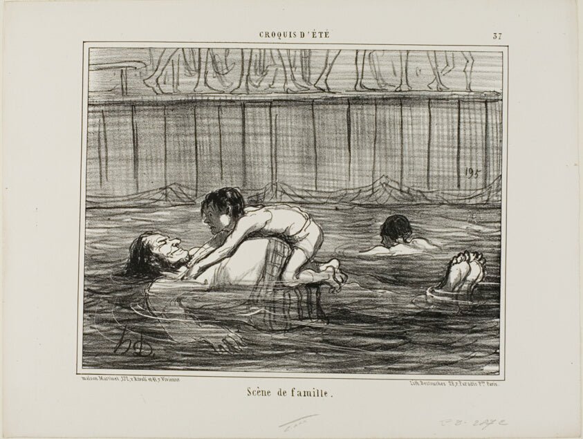 A Family Scene, plate 37 from Croquis D'ete by  Honore Victorin Daumier, 23x16"( A2 size ) Poster Print