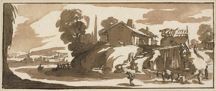 A Farm by  Jacques Callot, 23x16"( A2 size ) Poster Print