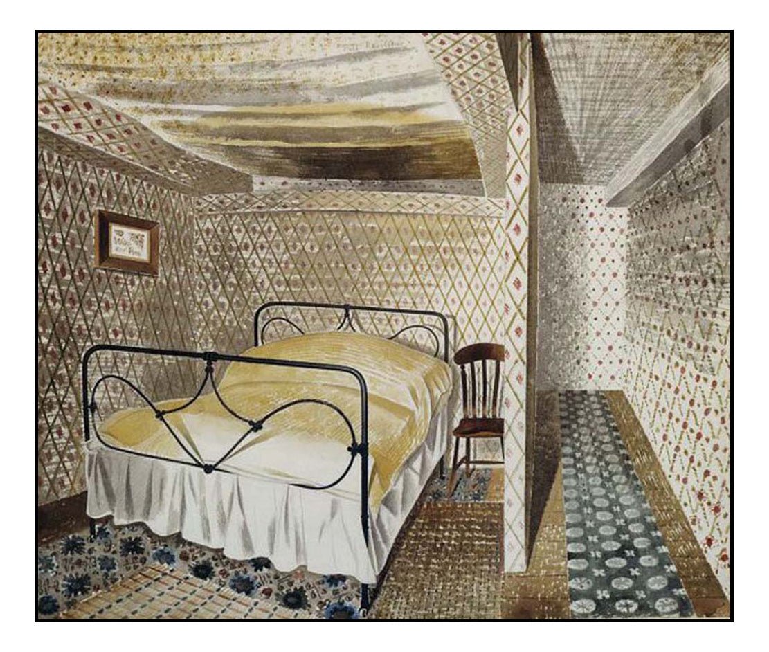 A Farmhouse Bedroom (1939) by Eric Ravilious, vintage art, A3 (16x12") Poster Print