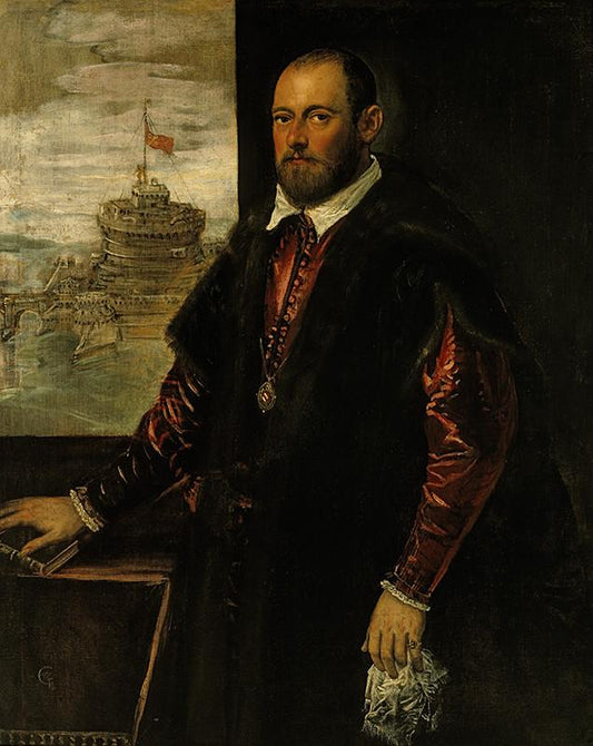 A Gentleman of the Emo? Family (possibly a Member of the Contarini Family), vintage artwork by Tintoretto, A3 (16x12") Poster Print