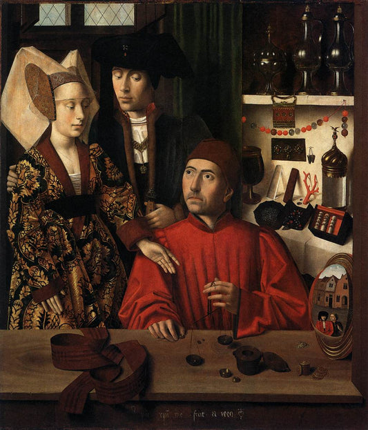 A Goldsmith in His Shop, vintage artwork by Petrus Christus, A3 (16x12") Poster Print