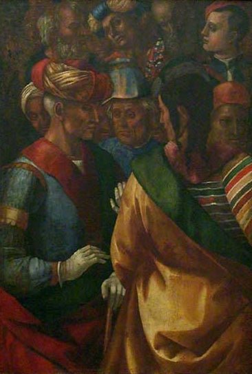 A Group of Fifteen Figures, vintage artwork by Workshop of Luca Signorelli, A3 (16x12") Poster Print