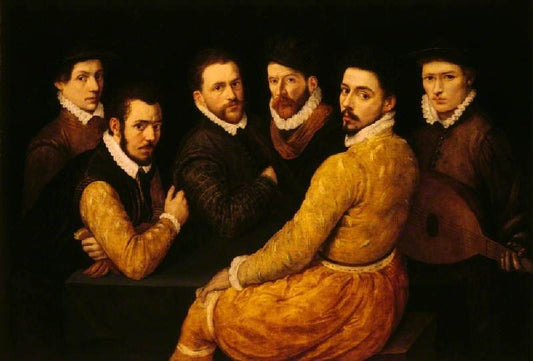 A Group of Six Men, Including a Self Portrait, vintage artwork by Bartolomeo Passarotti, A3 (16x12") Poster Print