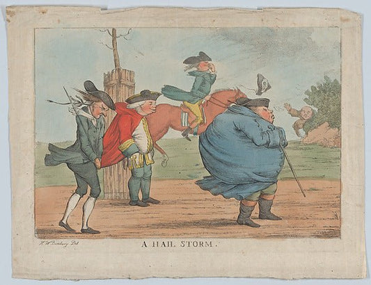 A Hail Storm 1800–1820-After Henry William Bunbury , vintage art, A3 (16x12") Poster Print