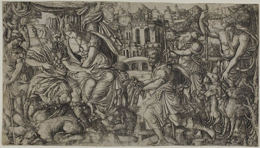 A King Receiving a Present by  Jean Duvet, 23x16"( A2 size) Poster Print