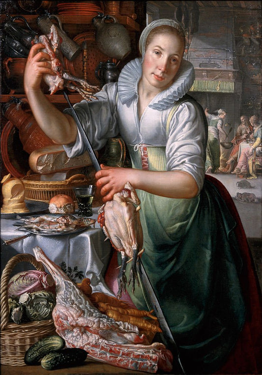 A Kitchenmaid, vintage artwork by Joachim Wtewael, A3 (16x12") Poster Print