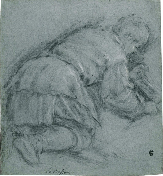 A Kneeling Boy, vintage artwork by Jacopo Bassano, A3 (16x12") Poster Print