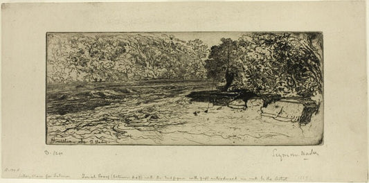 A Likely Place for a Salmon by  Francis Seymour Haden, 23x16"( A2 size) Poster Print