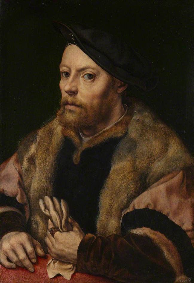 A Man Holding a Glove, vintage artwork by Jan Gossaert, A3 (16x12") Poster Print