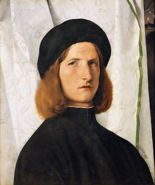 A Man with Curtain, vintage artwork by Lorenzo Lotto, A3 (16x12") Poster Print
