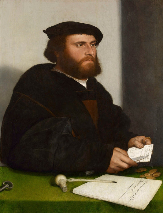 A Merchant of the German Steelyard, Hans of Antwerp, vintage artwork by Hans Holbein the Younger, A3 (16x12") Poster Print