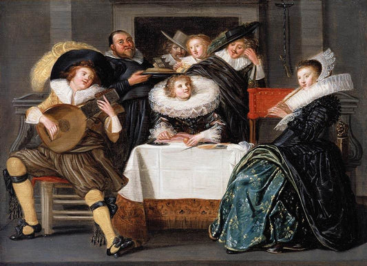 A Merry Company Making Music, vintage artwork by Dirck Hals, 12x8" (A4) Poster
