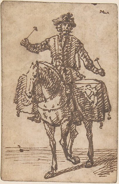 A Mounted Drummer from the Front 1670–1702-Marcellus Laroon th, vintage art, A3 (16x12") Poster Print