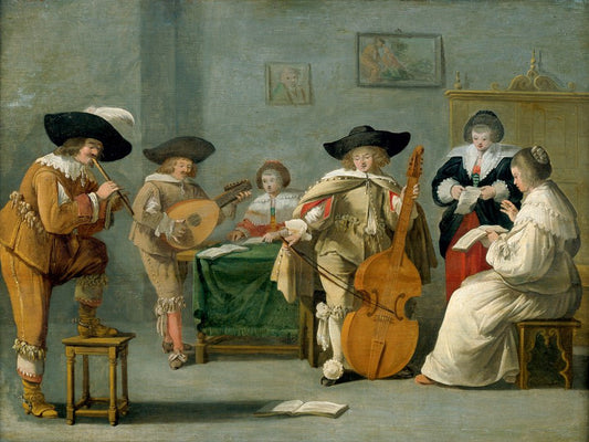 A Musical Performance, vintage artwork by Dirck Hals, 12x8" (A4) Poster
