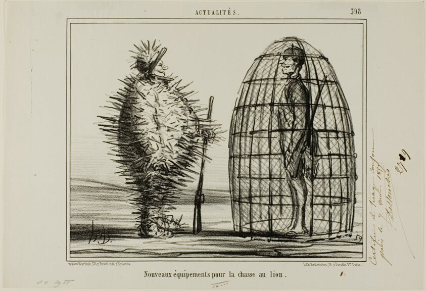 A New Outfit for the Lion's Hunt, plate 395 from Actualites by  Honore Victorin Daumier, 23x16"( A2 size) Poster Print
