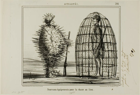 A New Outfit for the Lion's Hunt, plate 395 from Actualites by  Honore Victorin Daumier, 23x16"( A2 size) Poster Print