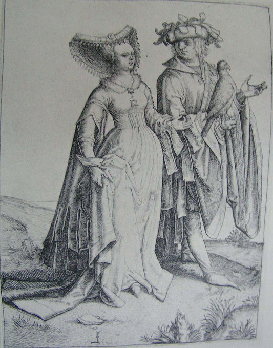 A pair, vintage artwork by Master E.S., A3 (16x12") Poster Print